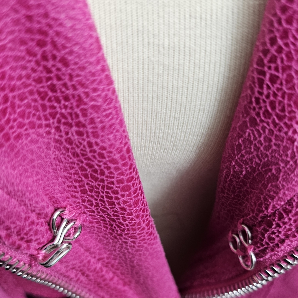 Lena Gabrielle Pink Fringe Moto Jacket – Size 12 - Picture 7 of 13